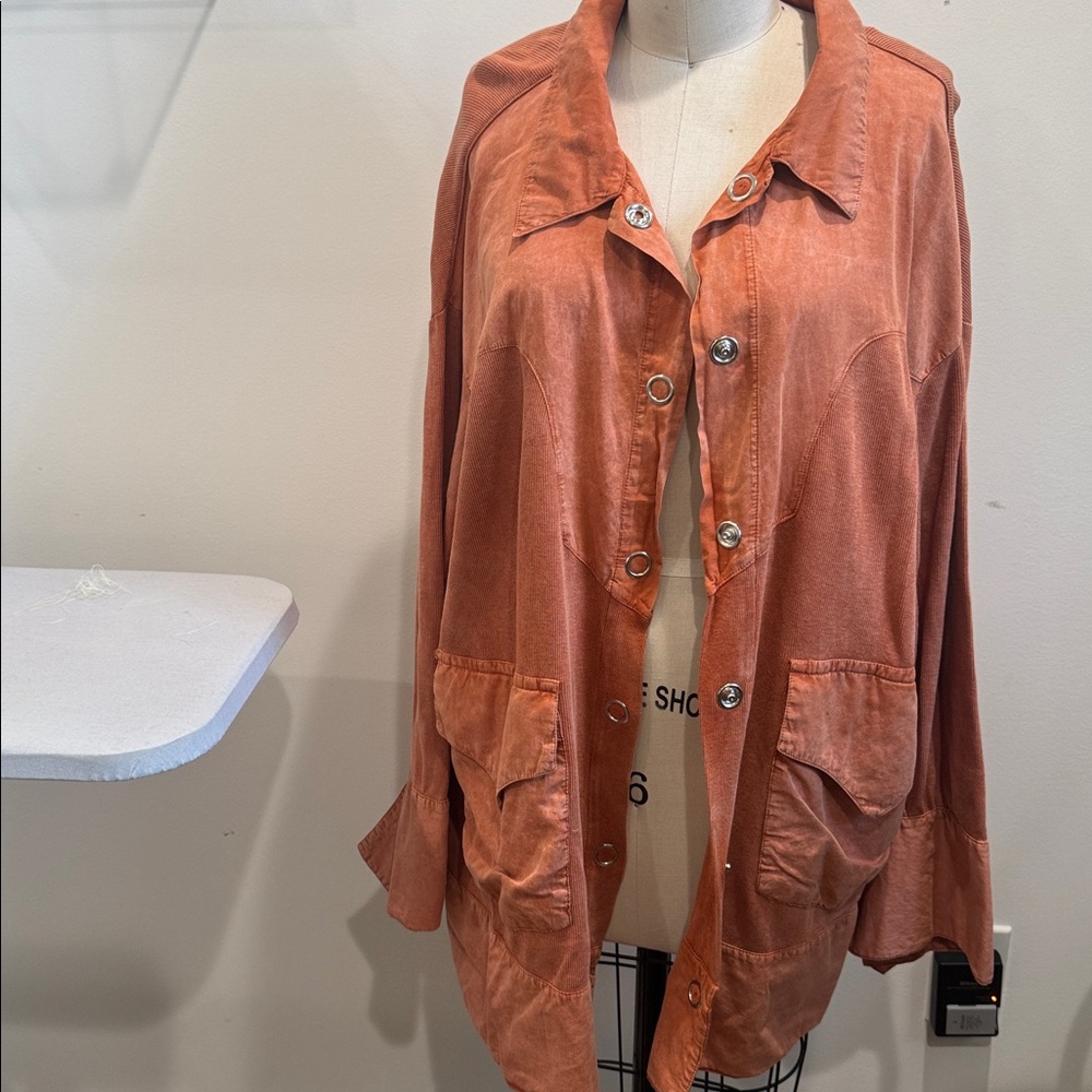 Zara Rust Orange Oversized Button-Front Jacket - image 2